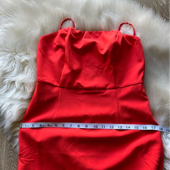 Lulus Irresistible Ways Red Orange Ruffled Midi Dress size medium - Picture 5 of 8